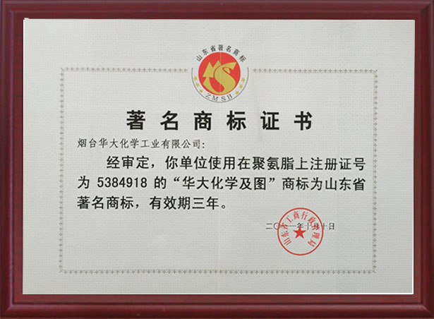 著名商標(biāo)證書